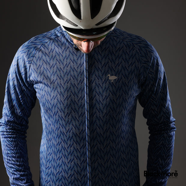 Blue Herringbone winter jersey